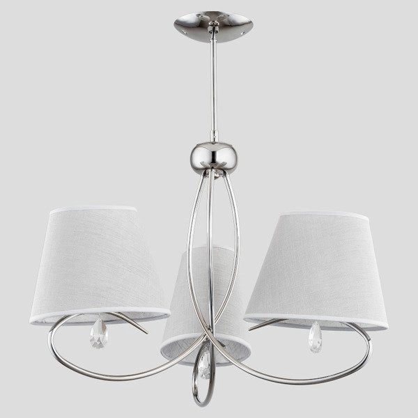 Lampa sufitowa żyrandol z abażurami SIENA chrom/szary śr. 61cm
