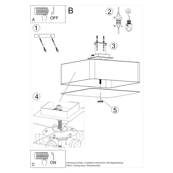 Plafon LOKKO, SL.0825, biały, 55 cm, 5x60W E27