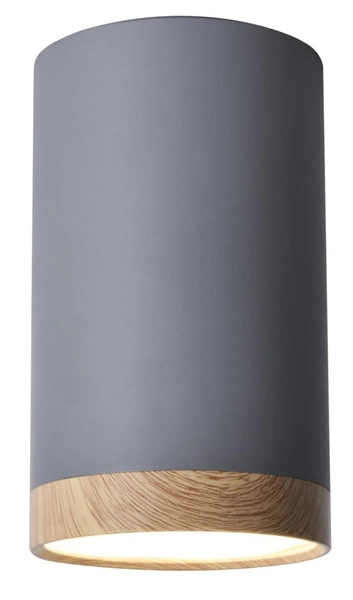 Lampa sufitowa TUBA 2282879, szara/drewno, 9W LED, barwa neutralna 4000K
