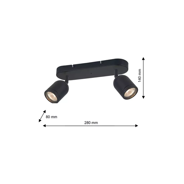 Lampa sufitowa PORTER, ML7643, czarna, 2x8W GU10, IP44