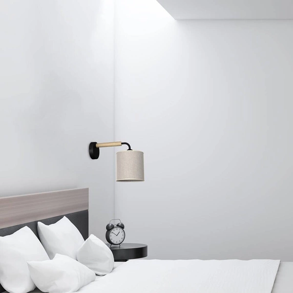 Kinkiet ATLANTA, MLP7450, czarny/drewno/beżowo-szary, 1x60W E27