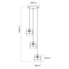 Lampa wisząca Miele 3, czarny/dymiony/złoty, 3x40W E27