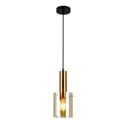 Lampa wisząca SARDO śr. 13cm E27 | czarny/mosiężny/bursztynowy
