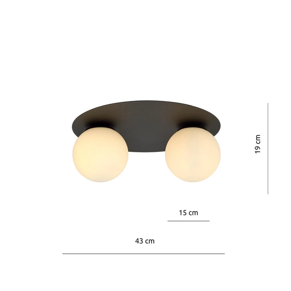 Lampa sufitowa Emibig SOLAR 2 Czarny/OPAL 1127/2