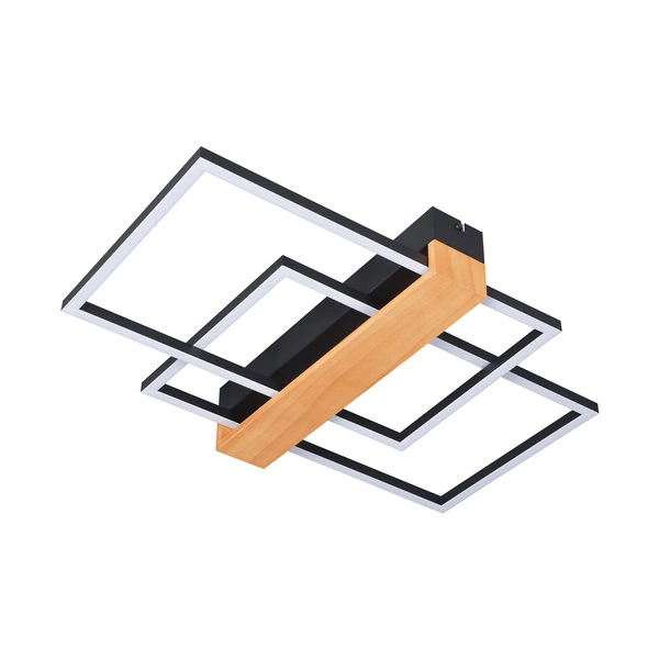 C230624202A MINAR LAMPA SUFITOWA CZARNA+DREWNO/BLACK+WOOD