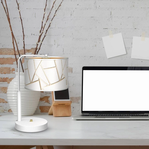 Lampka stołowa/nocna ZIGGY WHITE, MLP7570, biały/złoty, 1x60W E27