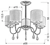 Lampa sufitowa ESTERA 35-11671 chromowa z jasnokremowymi abażurami 5x40W E14