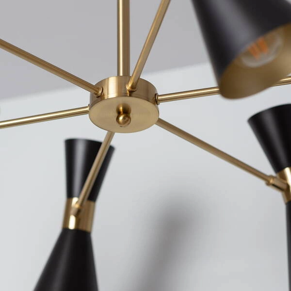 Lampa Sufitowa Żyrandol Czarno Złoty 75cm Abruzzo Salvatore 6xE27