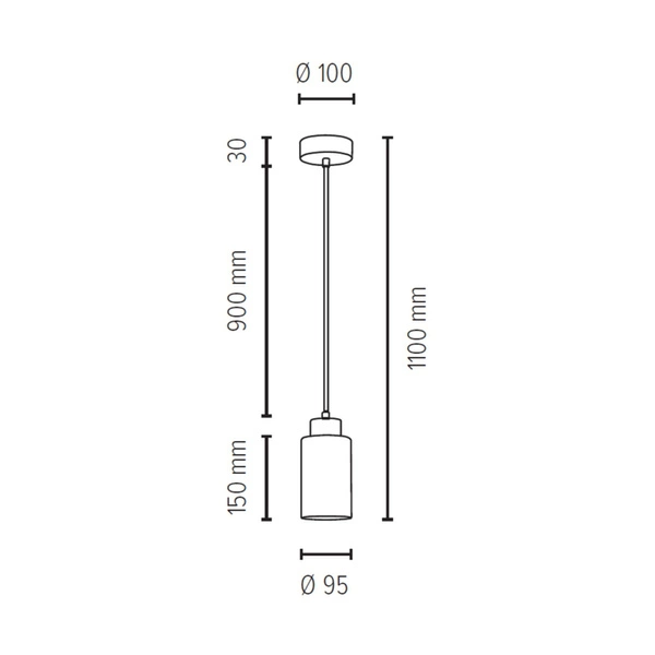 Lampa Wisząca Bosco 1xE27 Max.60W Dąb Olejowany/Antracytowy Kabel Tkaninowy/Biało-Czarne Szkło 1701174G0758