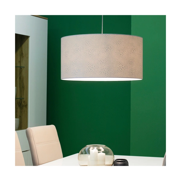 Lampa wisząca Leila 1xE27 maks. 60W chromowany metal/przezroczysty kabel PVC/wielokolorowy papier + klosz z PCV ze wzorem krokodyla 3561028