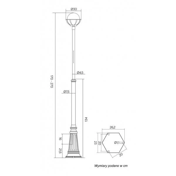 Lampa masztowa KULE Z KOSZYKIEM 250 OGMWN 1 KPO 250 latarnia | czarna