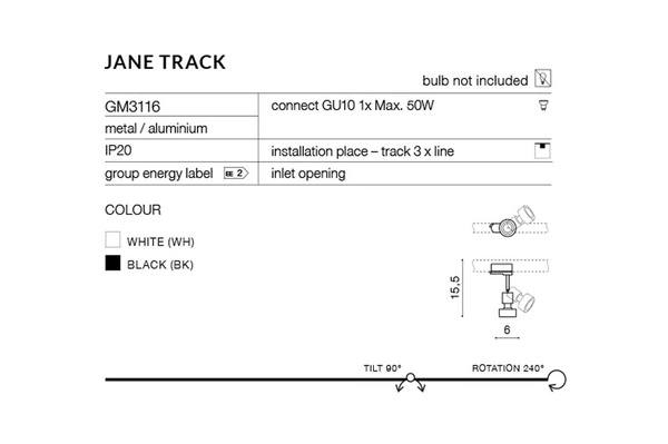 Azzardo JANE TRACK 3LINE WHITE 2460