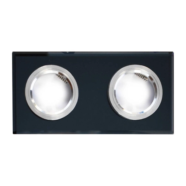 Oczko sufitowe szklane PROSTOKĄTNE 2xGU10 Kolor: CZARNY EKOS926