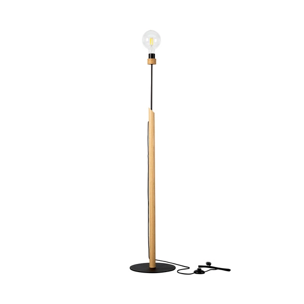 Solange Lampa podłogowa 1xE27 Max.60W Dąb olejowany/Czarny metal/Czarny kabel z tkaniny 7541904