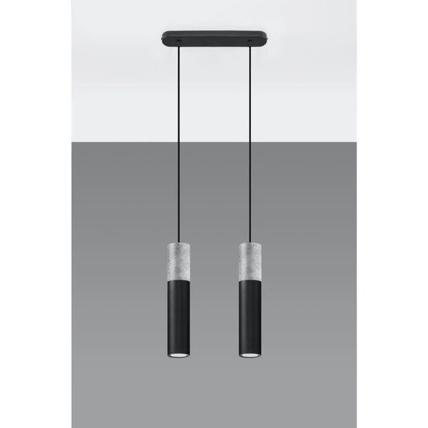 Lampa wisząca BORGIO 2 czarna stal, beton, SL.0651
