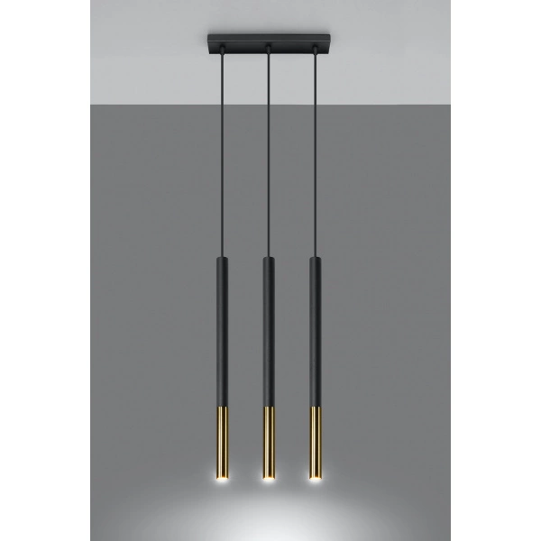 Lampa wisząca MOZAICA 3L SL.0892 czarny/złoty 3xG9