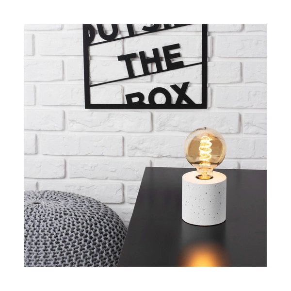 Mocna okrągła lampa stołowa 1xE27 maks. 25W biały beton/czarny kabel PVC 6070937