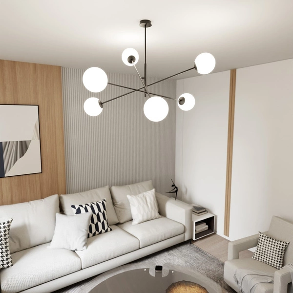 Lampa sufitowa Emibig LINEAR 6 Czarny/OPAL 1169/6