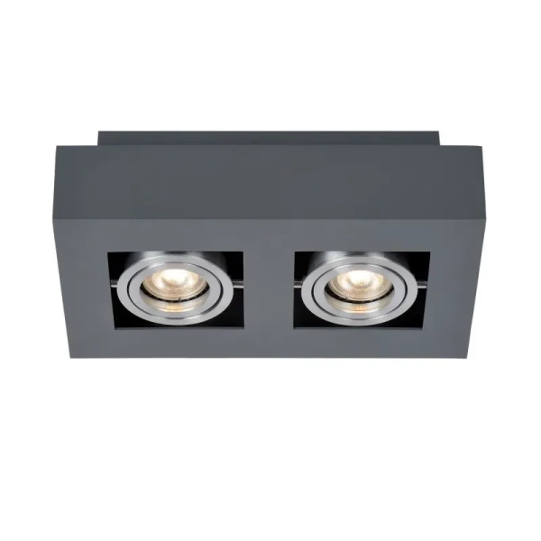 Spot sufitowy CASEMIRO dł. 25cm 2xGU10 | czarny/aluminium