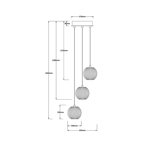 Lampa wisząca Brillant 3 złota LED CCT