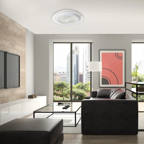 Plafon lampa sufitowa LED ZONDA WHITE 48W z wentylatorem oraz funkcją ściemniania I biały I ML8504