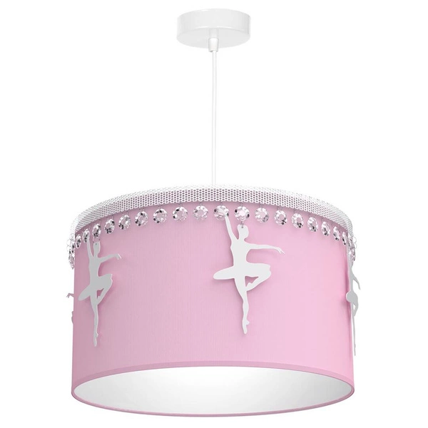 Lampa wisząca dziecięca z abażurem BALETNICA różowy śr. 37cm