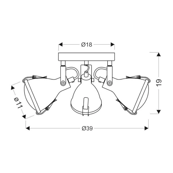 Lampa sufitowa CRODO plafon 98-71132 3xE14 szara
