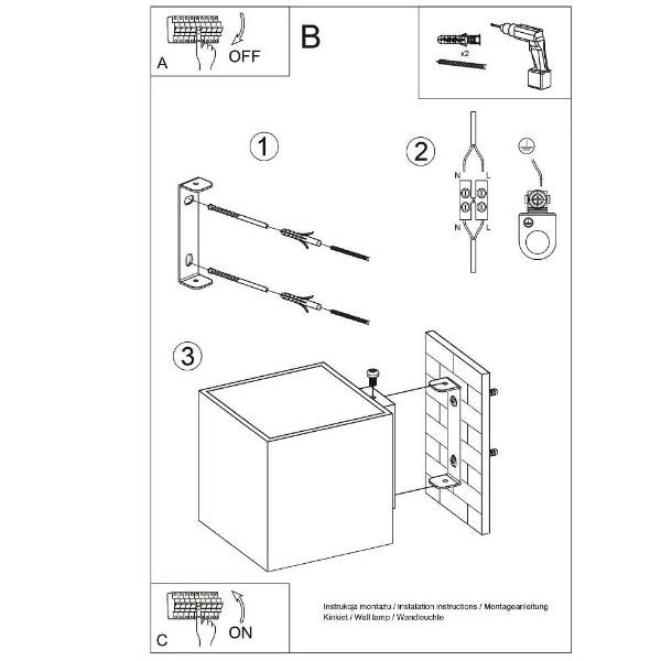 Kinkiet Sollux QUAD 1 Czarny 12W LED, SL.0057