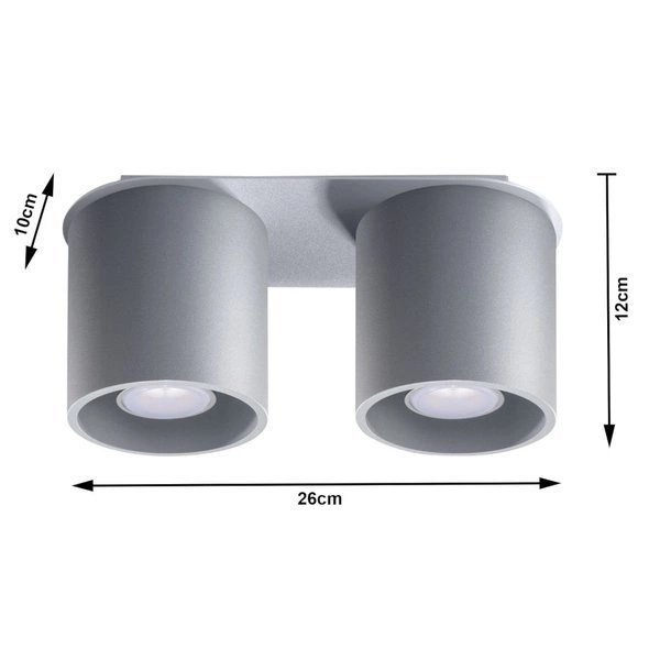 Lampa sufitowa Sollux Plafon ORBIS 1 aluminium szary 2x12W LED, SL.0055
