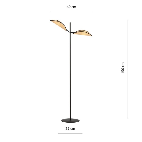 Lampa podłogowa Emibig VENE LP2 Czarny/RATTAN 1160/LP2