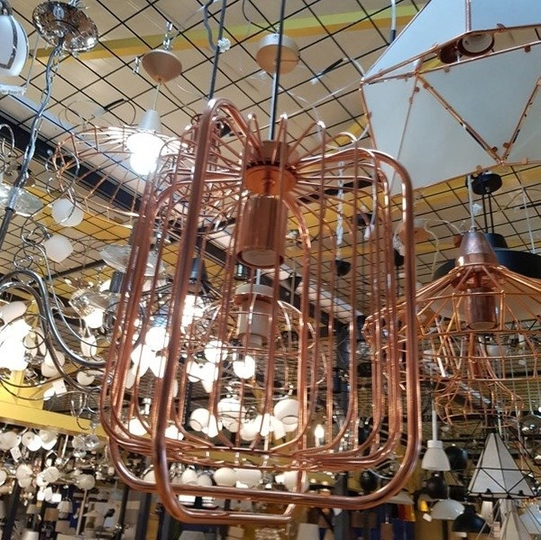 Lampa miedziana klatka ROLER II MIEDŹ 31cm