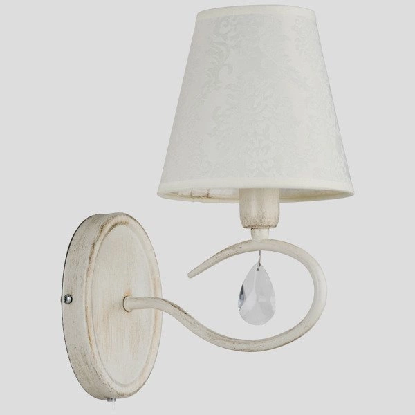 Kinkiet z abażurem BALI WHITE kryształki biały antyczny/ecru