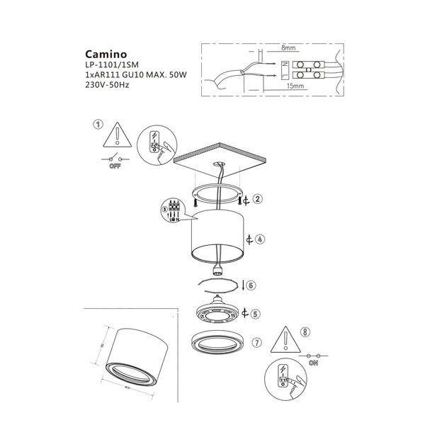 Oprawa natynkowa CAMINO, czarna, 1x9W GU10 ES111