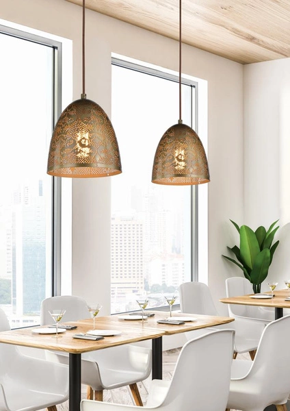 Lampa wisząca SFINKS stożek 31-43306 ażurowa patynowa 1x60W E27