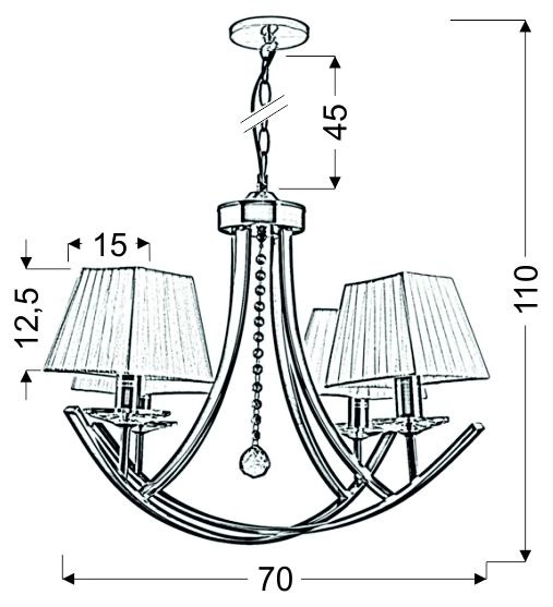 Lampa wisząca VALENCIA 34-84555 patyna/żółty 4x40W E14