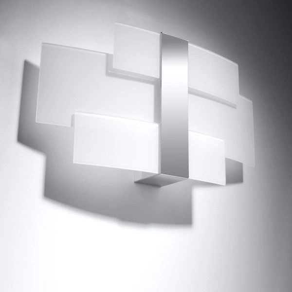 Kinkiet Sollux CELIA, Stal, Chrom, Szkło, Białe, G9 2x40W, SL.0350