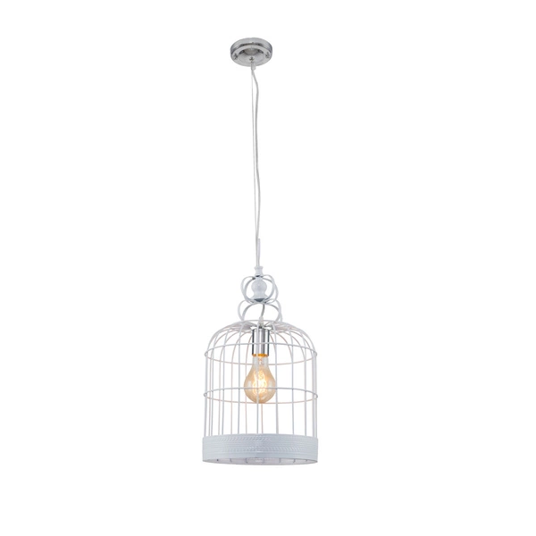 Lampa wisząca Cage 1xE27 maks. 60W chromowany metal/biały metal/przezroczysty kabel PVC 9501102