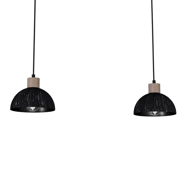 Lampa wisząca ERIK, MLP7639, przecierany czarny/drewno patynowane, 2x60W E27
