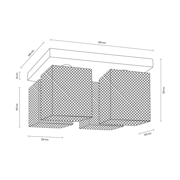 Lampa Sufitowa Gittan 4xE27 Max.60W Szary Beton/Chromowany Metal 8172436