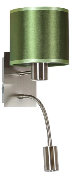 Kinkiet SYLWANA 21-29294 chrom/zielony 1x40W E14 + 3W LED, barwa ciepła 3000K, z wyłącznikiem