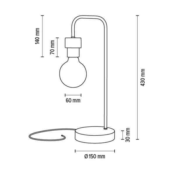 Lampa stołowa Muriel 1xE27 maks. 25W Dąb olejowany/Czarny metal/Czarny kabel z tkaniny 8274974