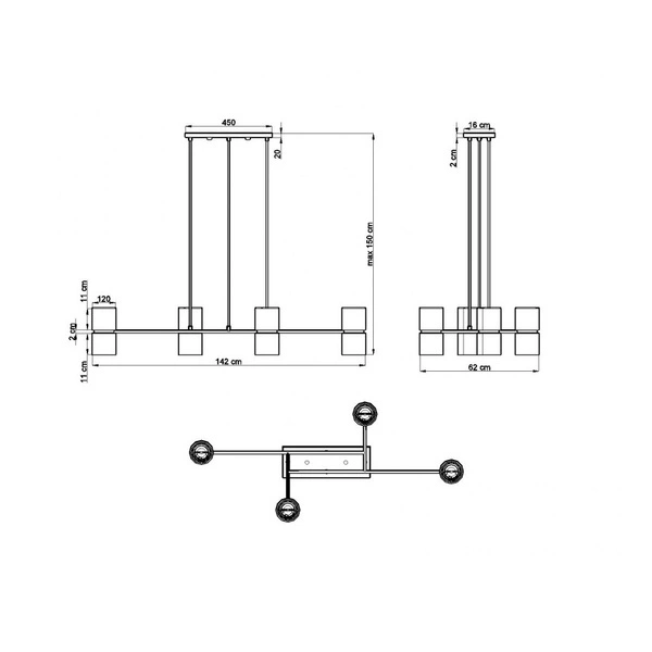 Lampa wisząca KUKKIA TH.004, czarna, 4x40W GU10/ES111