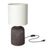 Lampa gabinetowa/stołowa/nocna INER 41-79862 ceramiczna brązowa/abażur biały 1x40W E14