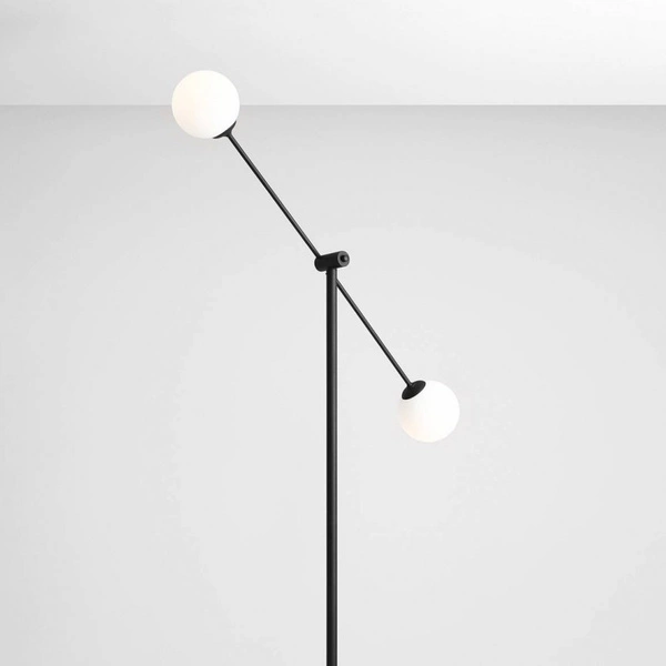 Aldex Lampa podłogowa OHIO 1081A1, czarna z białymi kloszami, 2x40W E14