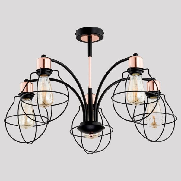 Lampa sufitowa VIOLA V czarny miedź śr. 65cm