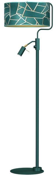 Lampa podłogowa ZIGGY GREEN, MLP7582, butelkowa zieleń/złoty, 1x60W E27 + 1x8W mini GU10