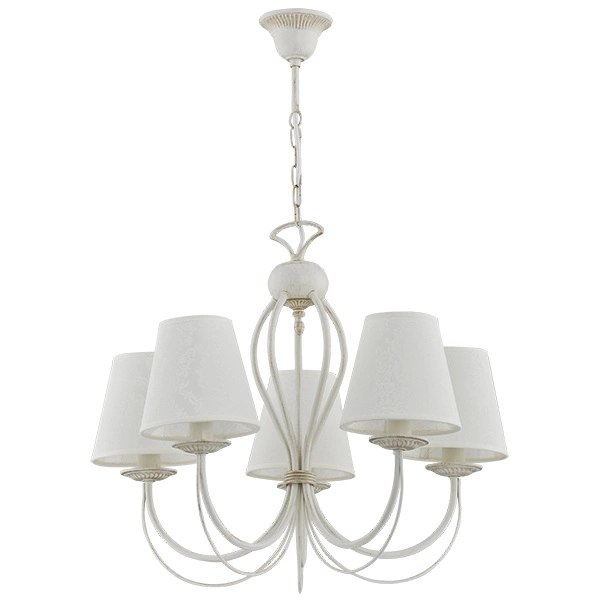 Żyrandol klasyczny z abażurami IRMA śr. 56cm biały antyczny/ecru