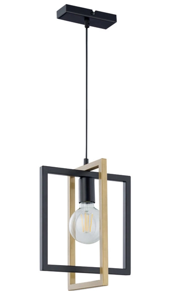 Nowoczesna lampa wisząca EDEN E27 60W szer. 26cm | czarny złoty