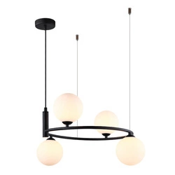 ,Lampa wisząca Amily MDM-3974/4 BK,, czarna z białymi kloszami,, 4x25W G9,