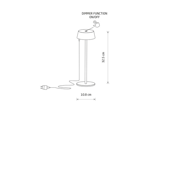 Lampa przenośna AMY LED 2W 3000K 170lm wys.32.5cm szer.10.8 IP54 ściemniacz włącznik | Sand 11533